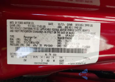 2013 Ford Focus Se из США, поврежденный, VIN 1FADP3K27DL171108